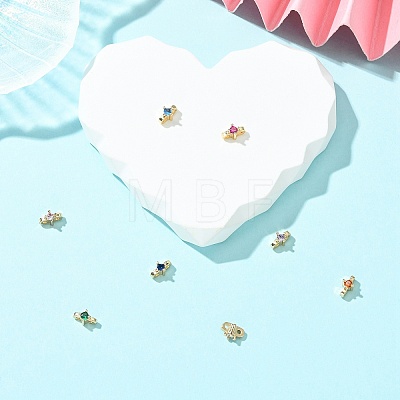 16Pcs 8 Colors Brass Micro Pave Cubic Zirconia Multi-Strand Links FIND-CJ0005-87-1