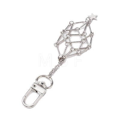 Star 304 Stainless Steel Macrame Chain Pouch Empty Stone Holder Pendant Decoration HJEW-JM02087-1