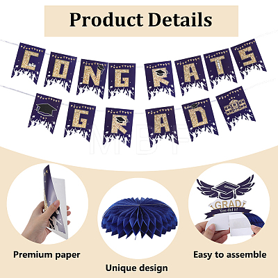 3Bags 3 Styles Graduation Season Paper Hanging Banners for Party Decorations AJEW-NB0009-40B-1