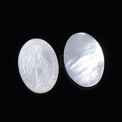 Natural White Shell Cabochons SSHEL-D083-16A-1