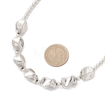 CCB Plastic Nuggets and Round Beaded Necklaces for Women NJEW-JN05754-1