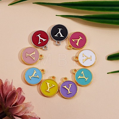 120Pcs 12 Colors Golden Plated Alloy Charms ENAM-SZ0001-64Y-1