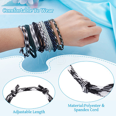 32Pcs 8 Styles Polyester & Spandex Cord Braided Bead Bracelets BJEW-TAC0064-1