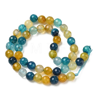 Dyed Natural Agate Faceted Round Beads Strands G-E320E-8mm-17-1