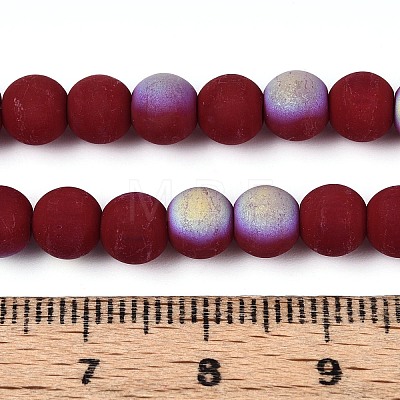 Frosted Opaque Glass Beads Strands GLAA-T032-P6mm-MBB05-1