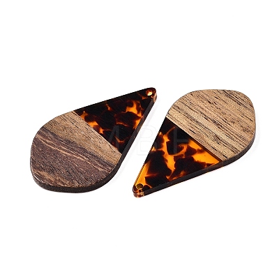 Transparent Resin and Walnut Wood Pendants RESI-T057-06D-1