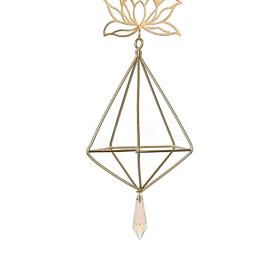 Quartz Crystal & Brass Pendant Decorations HJEW-M007-01G-1