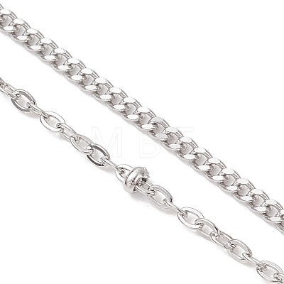 304 Stainless Steel Satellite Chain Curb Chain Slider Necklace Making AJEW-JB01530-1