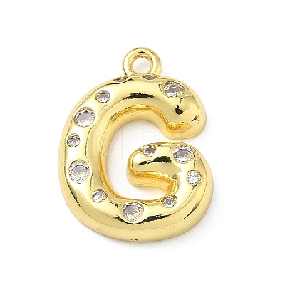 Brass Micro Pave Clear Cubic Zirconia Pendants KK-I476-02G-G-1