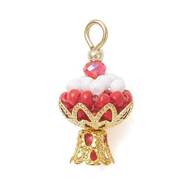 7Pcs Glass Seed Beaded Cake Pendants PALLOY-MZ01232-1