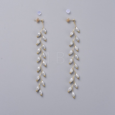 Electroplate Glass Beads Dangle Stud Earrings EJEW-JE03820-1