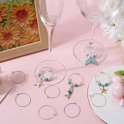 SUNNYCLUE 160Pcs 2 Colors 316 Surgical Stainless Steel Wine Glass Charms Rings STAS-SC0007-22-1