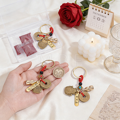 3 Bags Brass Pendant Keychains HJEW-HY0001-44-1