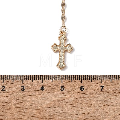 Alloy Cross & Oval Virgin Mary Rosary Bead Necklaces for Women WGC59F8-01-1