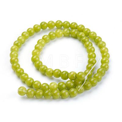 Natural Yellow Jade Beads Strands G-G598-6mm-YXS-1