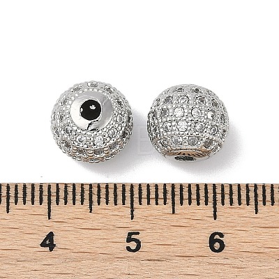 Brass Pave Clear Cubic Zirconia Beads KK-Q030-12P-1