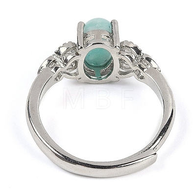 Oval Natural Amazonite Adjustable Rings RJEW-Q819-01P-01-1