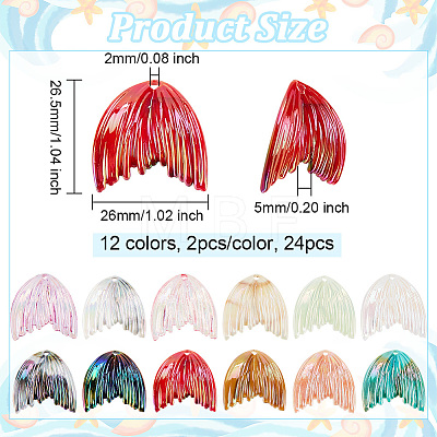 Olycraft 24Pcs 12 Colors Grandient Color Resin Pendants RESI-OC0001-55-1