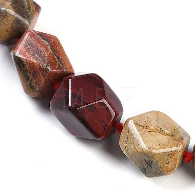 Natural Red Rainbow Jasper Nuggets Beaded Necklaces for Women Men NJEW-K388-01Q-1