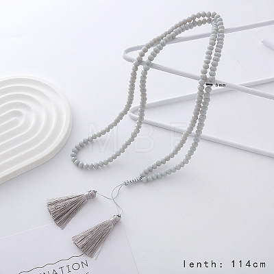 Chic European American Faceted Rondelle Glass Beaded Sweater Long Tassel Necklaces YE6948-7-1