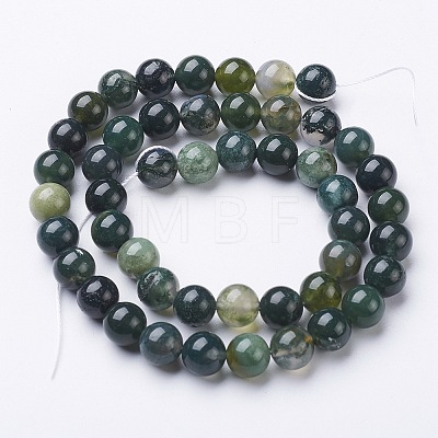 Natural Moss Agate Beads Strands X-GSR001-1