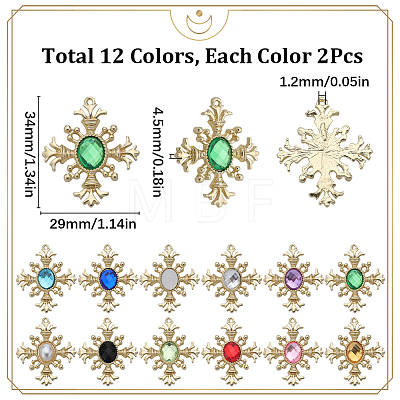 24Pcs 12 Colors Acrylic Pendants FIND-SC0005-63-1
