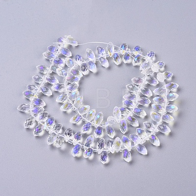 Electroplate Glass Faceted Teardrop Beads Strands X-EGLA-D014-38-1