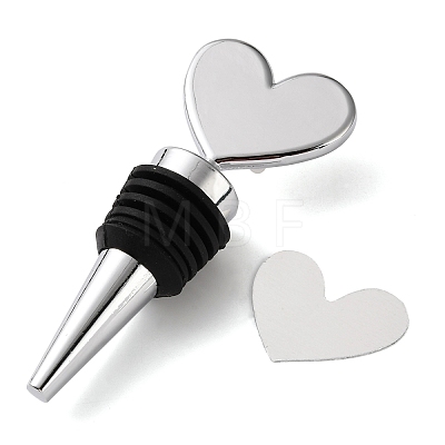 Alloy Heart Shaped Sublimation Blank Wine Bottle Stopper DIY-T077-04-1