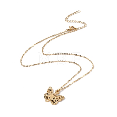 Initial Letter with Butterfly Pendant Necklace LS-NJEW-C026-01G-J-1