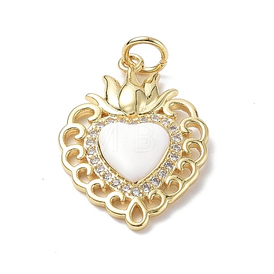 Eco-Friendly Rack Plating Brass Micro Pave Cubic Zirconia Pendants KK-F845-33G-02-1