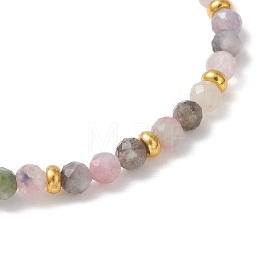 Natural Multicolor Tourmaline Beads Stretch Bracelets for Women BJEW-JB13374-1