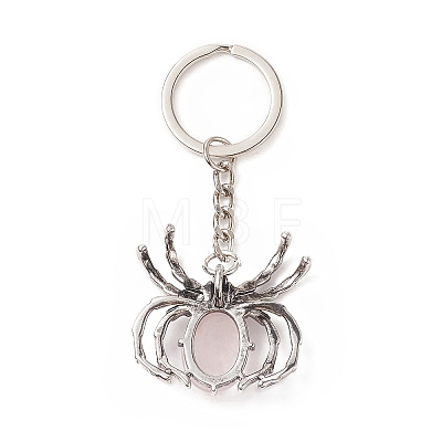 Spider Natural Rose Quartz Pendant Keychain KEYC-C015-01G-1