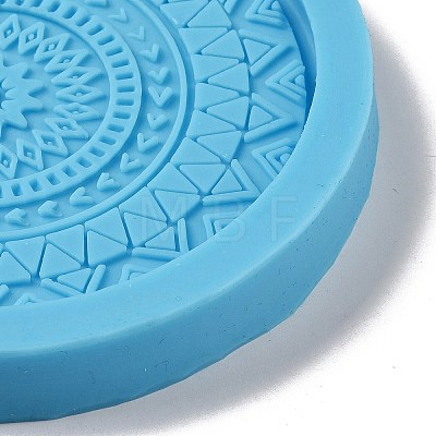 DIY Mandala Pattern Flat Round Coaster Food Grade Silicone Molds DIY-G083-05A-1