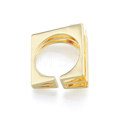 Cubic Zirconia Square Triple Layer Open Cuff Ring RJEW-N037-035C-1