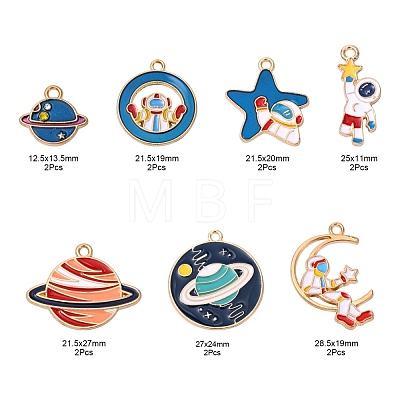 16Pcs 8 Style Alloy Enamel Pendants ENAM-FS0001-22-1