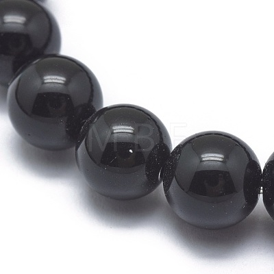 Synthetic Black Stone Bead Stretch Bracelets BJEW-K212-B-032-1