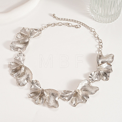 Alloy Flower Petaline Link Chain Necklaces for Women FS-WG970E6-02-1