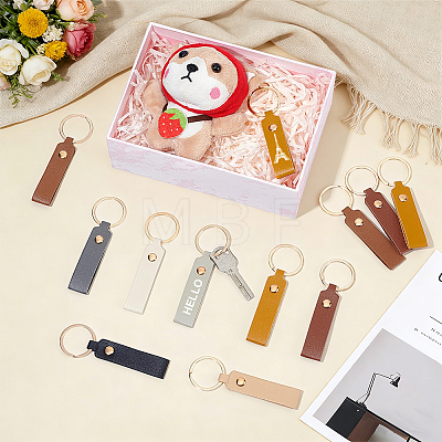 64Pcs 8 Colors PU Leather Keychains KEYC-PH0002-43G-1