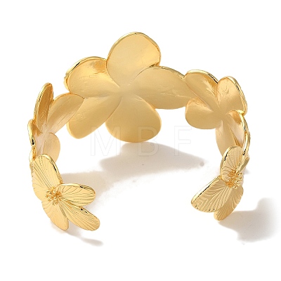 Rack Plating Brass Flower Open Cuff Bangles BJEW-B098-02G-1