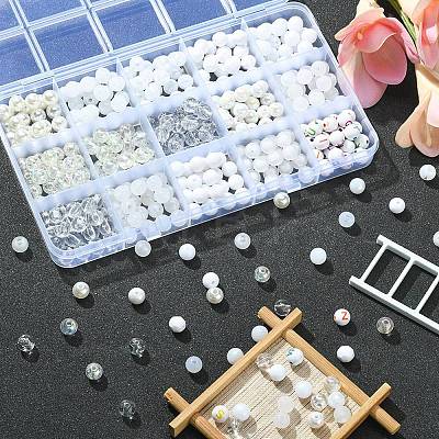 375Pcs 15 Styles Acrylic Beads MACR-YW0002-59C-1