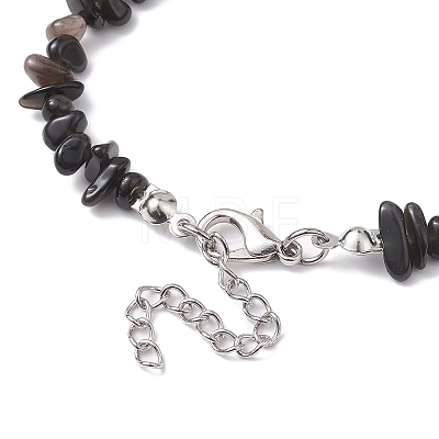 Natural Obsidian Chip Beaded Necklace NJEW-JN04615-12-1