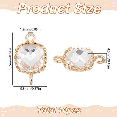 10Pcs Brass Crystal Rhinestone Connector Charms KK-GO0002-17-1