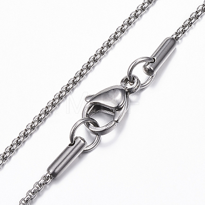 304 Stainless Steel Box Chain Necklace for Men Women NJEW-E087-03P-C-1