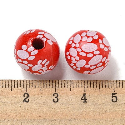 Printed Wood European Beads WOOD-G022-09H-1