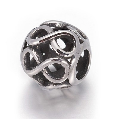 Hollow Retro 316 Surgical Stainless Steel European Style Beads OPDL-L013-29AS-1