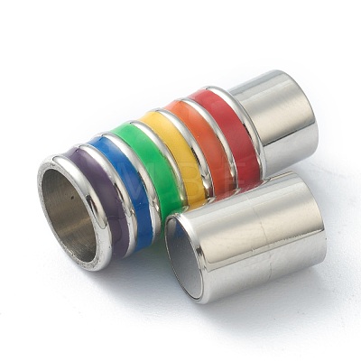 304 Stainless Steel Magnetic Clasps with Glue-in Ends STAS-B009-04P-1