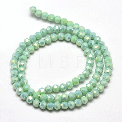 Faceted Round Full Rainbow Plated Electroplate Glass Beads Strands X-EGLA-J130-FR02-1