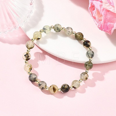 Natural Prehnite & Non-magnetic Synthetic Hematite Beads Stretch Bracelets for Women Men BJEW-JB13593-1