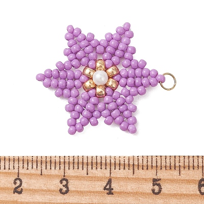 Glass Seed Beaded Pendants PALLOY-MZ01360-01-1