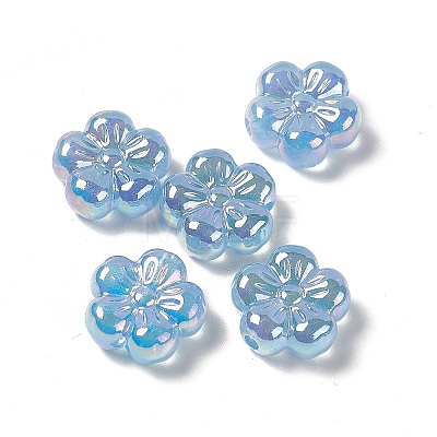 UV Plating Rainbow Iridescent Acrylic Flower Beads PACR-M003-10A-1